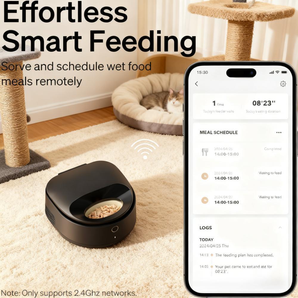 Smart Refrigerated Wet Food Feeder for Pets with App Control