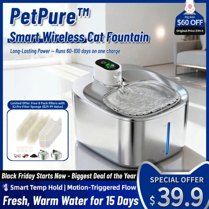 PetPure™ Smart Cat Fountain + Free Fur Brush – Healthy Pets, Happy Life