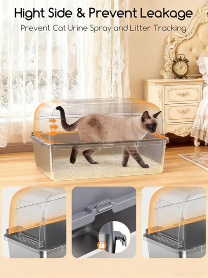 81L Large Enclosed Cat Litter Box with Stainless Steel Pan