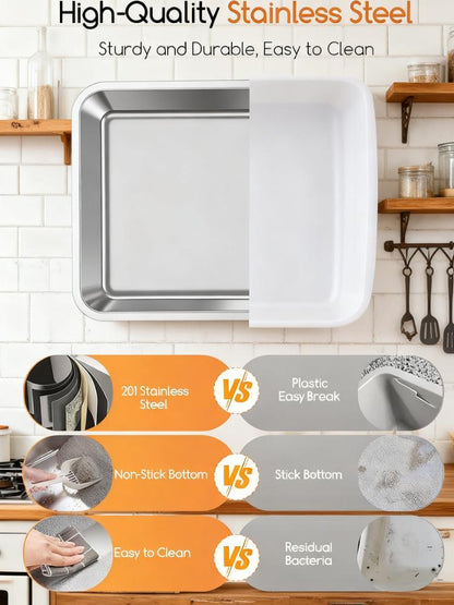 81L Large Enclosed Cat Litter Box with Stainless Steel Pan