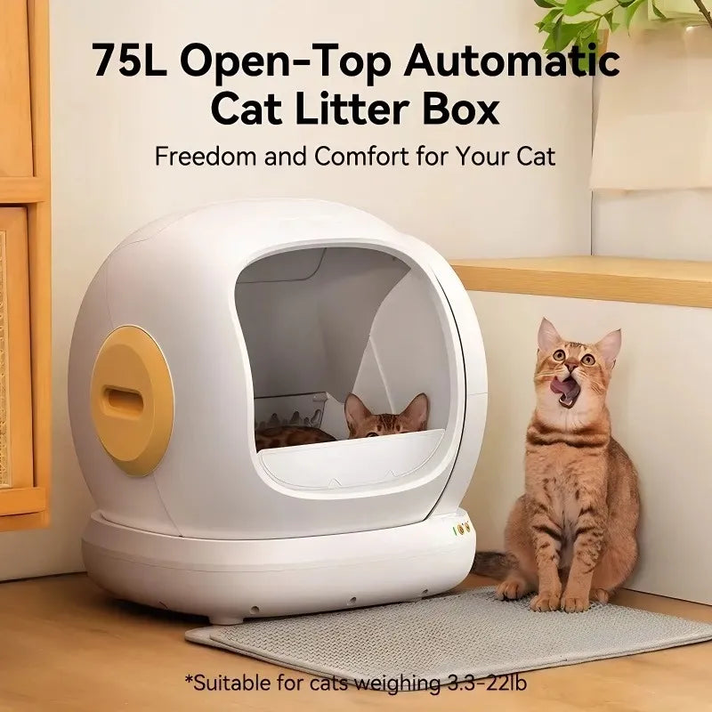 Large Capacity Smart Litter Box—9 Sensors, Precise Monitoring, Ultra-Quiet, Perfect for Every Cat