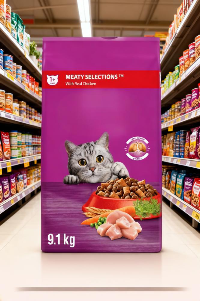 Meaty Selections Dry Cat Food with Real Chicken