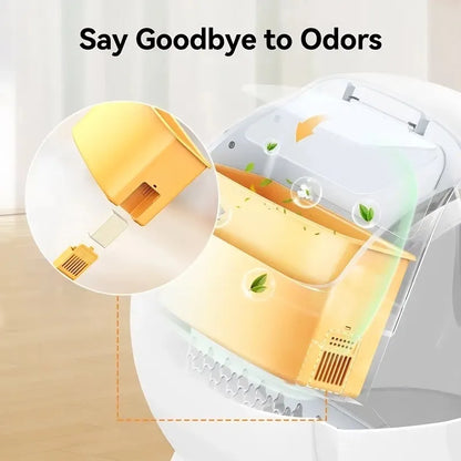 Large Capacity Smart Litter Box—9 Sensors, Precise Monitoring, Ultra-Quiet, Perfect for Every Cat