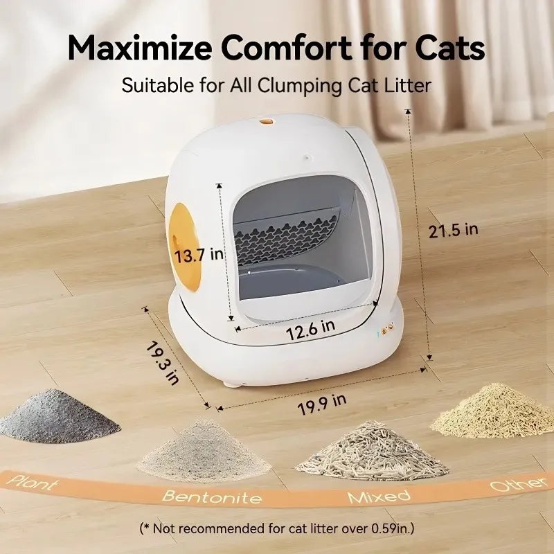Large Capacity Smart Litter Box—9 Sensors, Precise Monitoring, Ultra-Quiet, Perfect for Every Cat