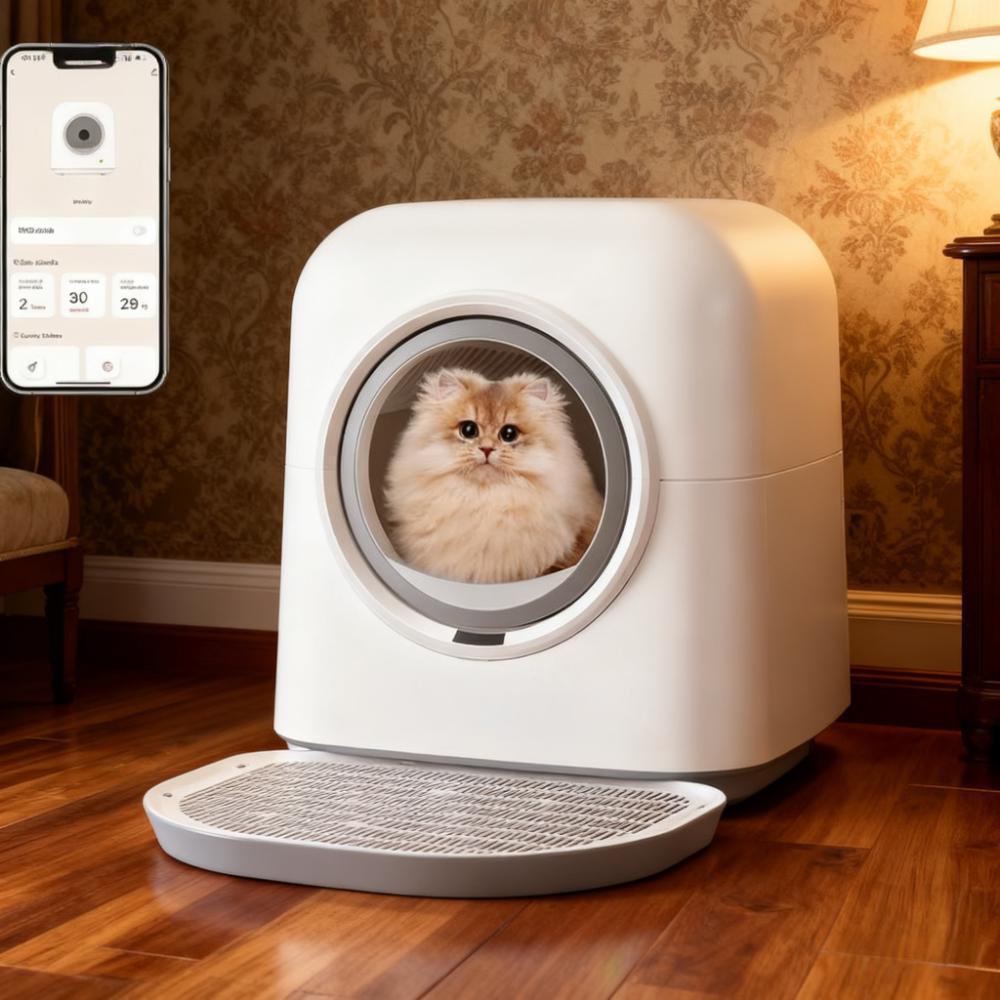 81L Large Enclosed Cat Litter Box with Stainless Steel Pan