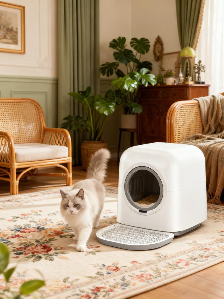 81L Large Enclosed Cat Litter Box with Stainless Steel Pan