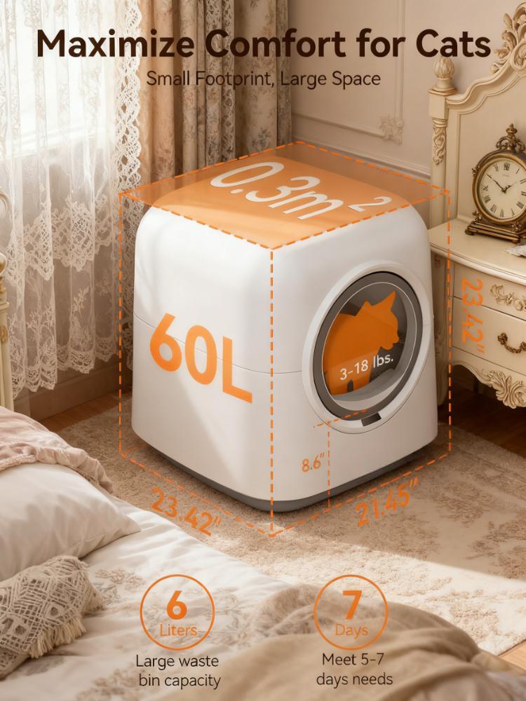 81L Large Enclosed Cat Litter Box with Stainless Steel Pan