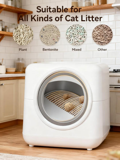 81L Large Enclosed Cat Litter Box with Stainless Steel Pan